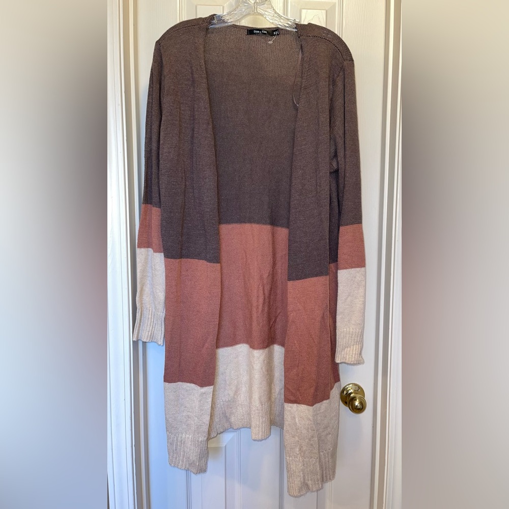 NWOT Color Block Earth Tone Sweater Duster Medium